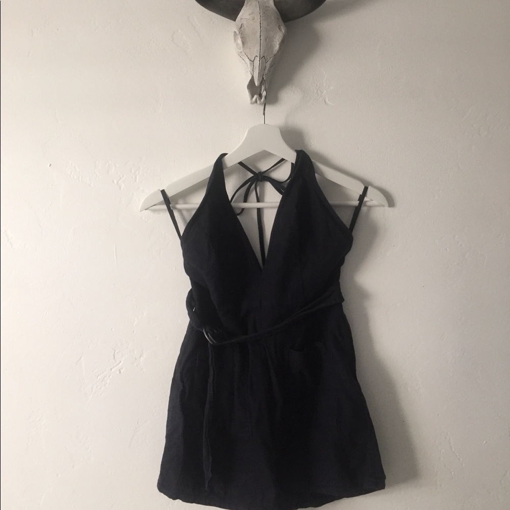 Free People Black Linen Romper
